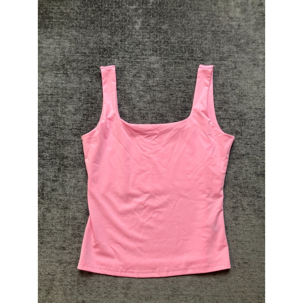 Shein Tank Top Womens Small Pink Square Neck Stretch Cropped Camisole S14688226